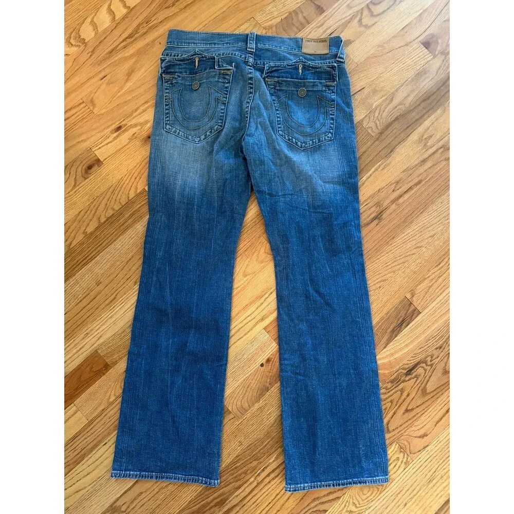 TRUE‎ RELIGION BILLY 34x33 Bootcut Men's Jeans Distressed Flap Pocket